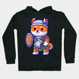 Cute Shiba Inu Dog Knight Viking Cartoon Hoodie